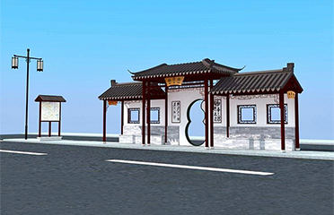 公交車候車亭仿古式效果圖